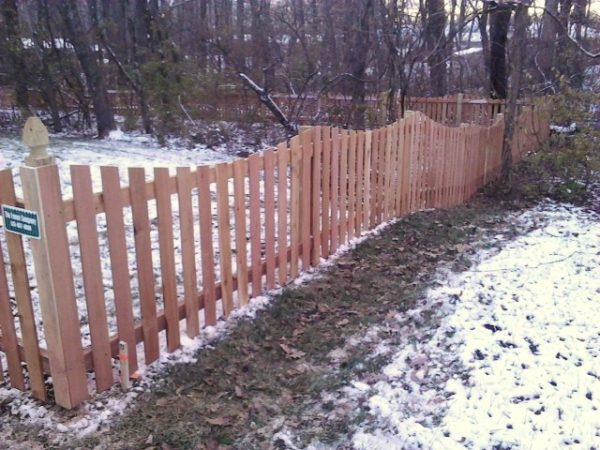 Scalloped Top Cedar Picket Fence